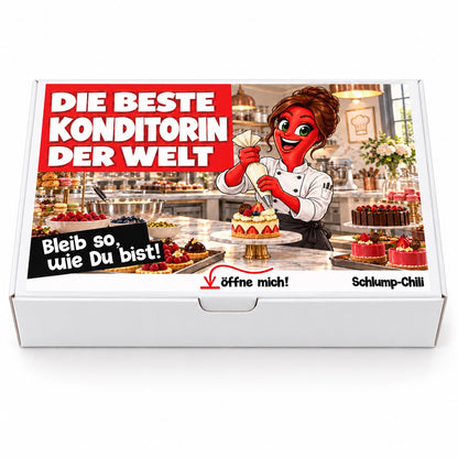 Die beste Konditorin der Welt – Geschenkbox Vorderansicht