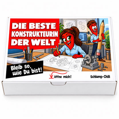 Die beste Konstrukteurin der Welt – Geschenkbox Vorderansicht