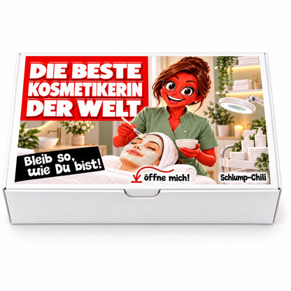 Die beste Kosmetikerin der Welt – Geschenkbox Vorderansicht