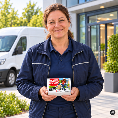 Die beste Lieferantin der Welt – Lifestylebild mit kleiner Geschenkbox (AI)