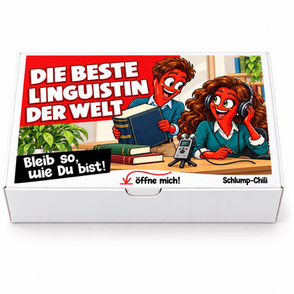 Die beste Linguistin der Welt – Geschenkbox Vorderansicht