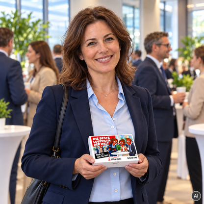 Die beste Lobbyistin der Welt – kleine Geschenkbox in der Hand (AI)