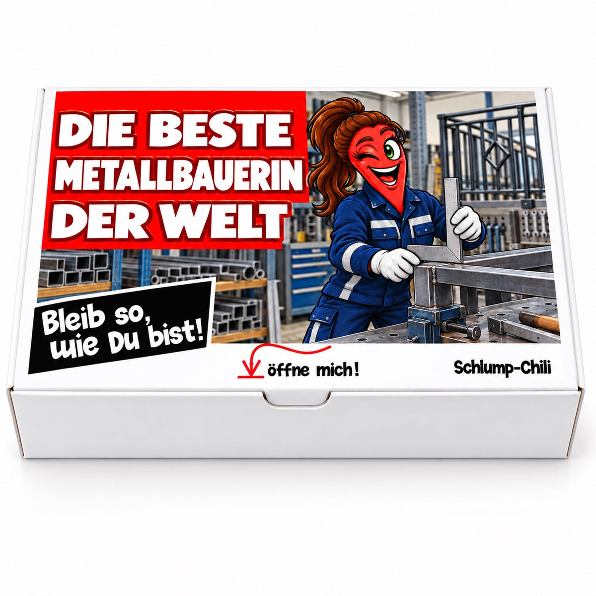 Die beste Metallbauerin der Welt – Geschenkbox Vorderansicht