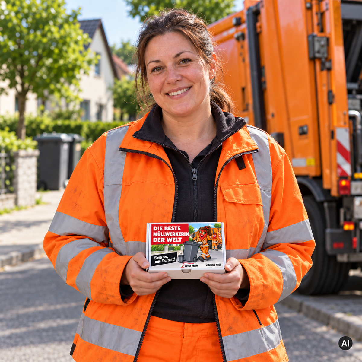 Die beste Müllwerkerin der Welt – Lifestyle mit kleiner A6-Geschenkbox, AI