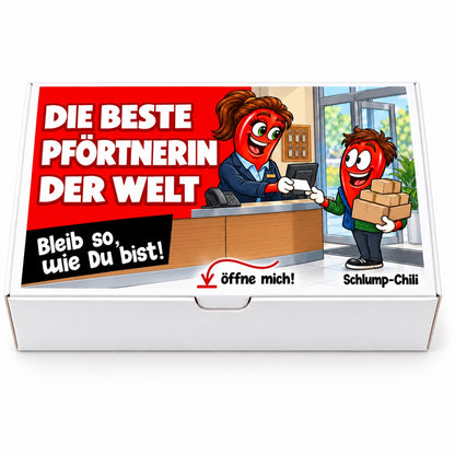 Die beste Pförtnerin der Welt – Geschenkschachtel frontal
