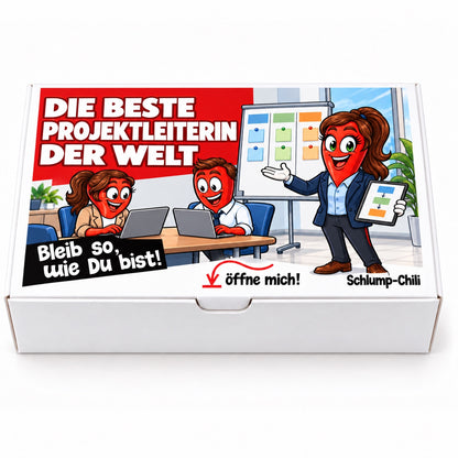 Die beste Projektleiterin der Welt – Geschenkschachtel frontal