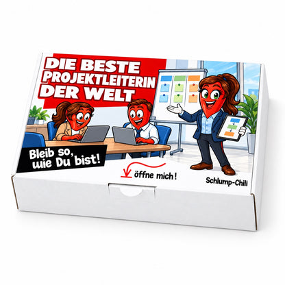 Die beste Projektleiterin der Welt – Geschenkschachtel schräg