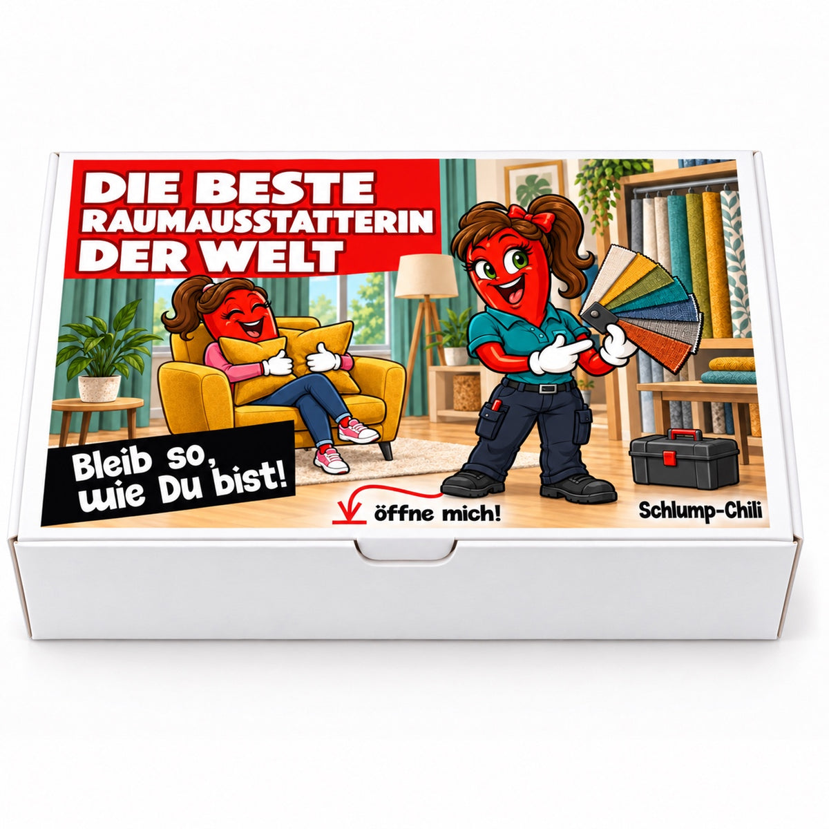 Die beste Raumausstatterin der Welt – Schachtel frontal