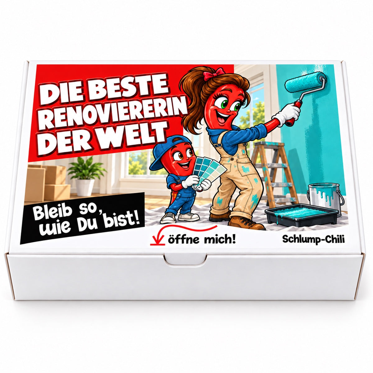 Die beste Renoviererin der Welt – weiße Geschenkbox, Vorderansicht