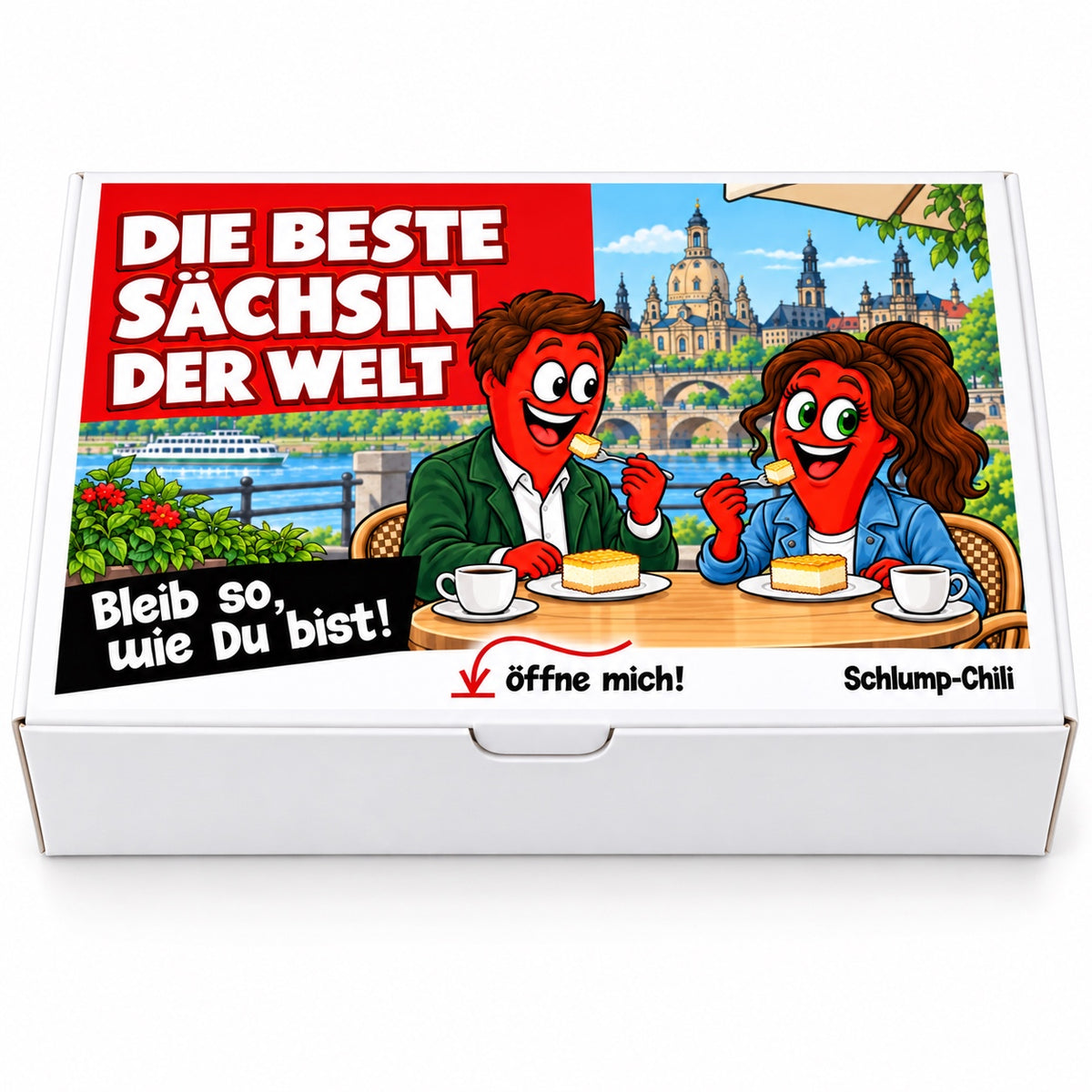 Die beste Sächsin der Welt – Geschenkbox Vorderansicht