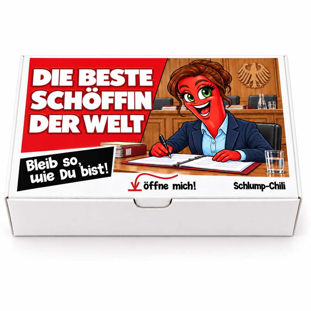 Die beste Schöffin der Welt – Geschenkbox Vorderansicht