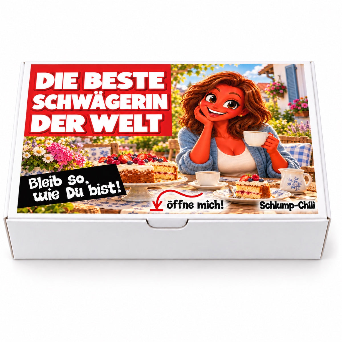 Die beste Schwägerin der Welt – weiße Geschenkbox, Vorderansicht