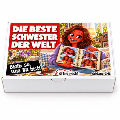 Die beste Schwester der Welt – weiße Geschenkbox, Vorderansicht