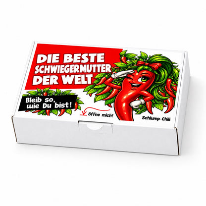 Die beste Schwiegermutter der Welt – weiße Geschenkbox, Schrägansicht