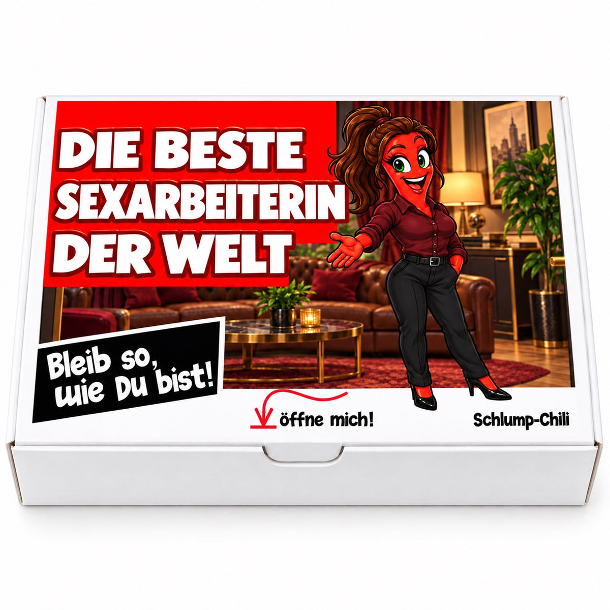 Die beste Sexarbeiterin der Welt – Geschenkbox Vorderansicht