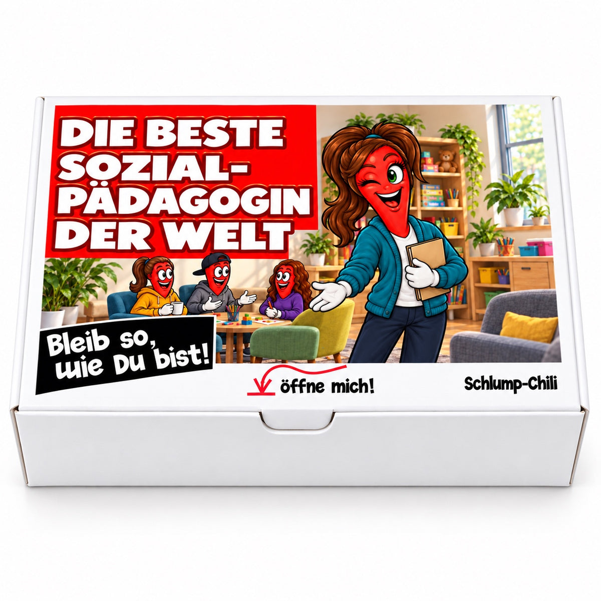 Die beste Sozialpädagogin der Welt – Geschenkbox Vorderansicht