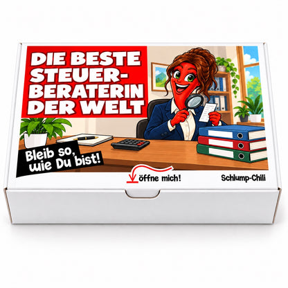 Die beste Steuerberaterin der Welt – Geschenkbox Vorderansicht