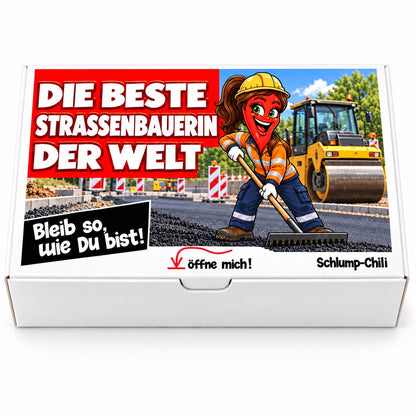 Die beste Straßenbauerin der Welt – Geschenkbox Vorderansicht