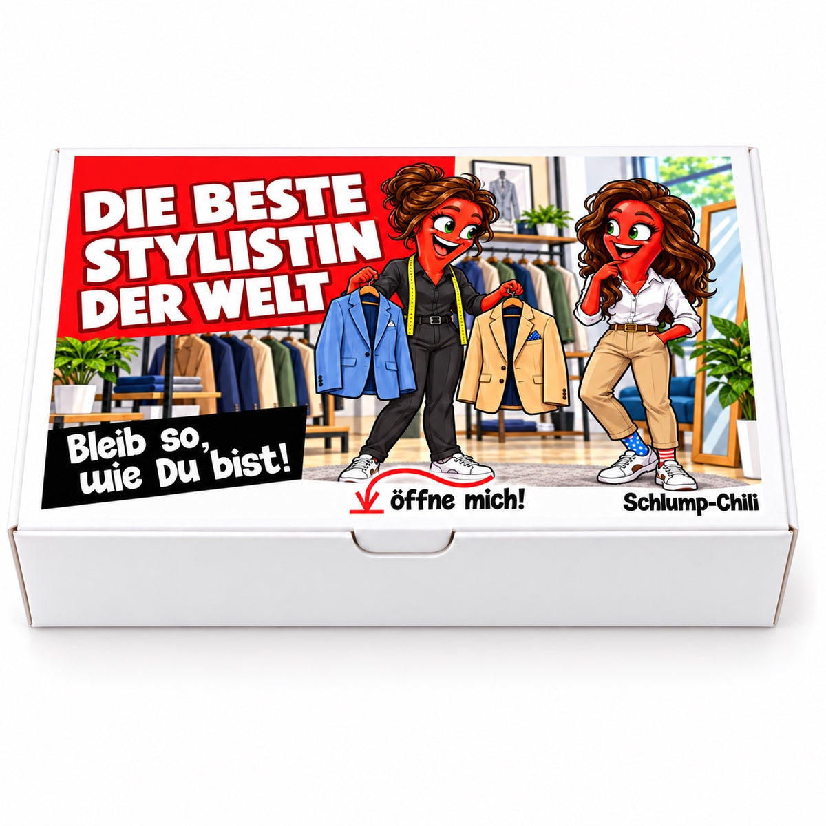 Die beste Stylistin der Welt – Geschenkbox Vorderansicht