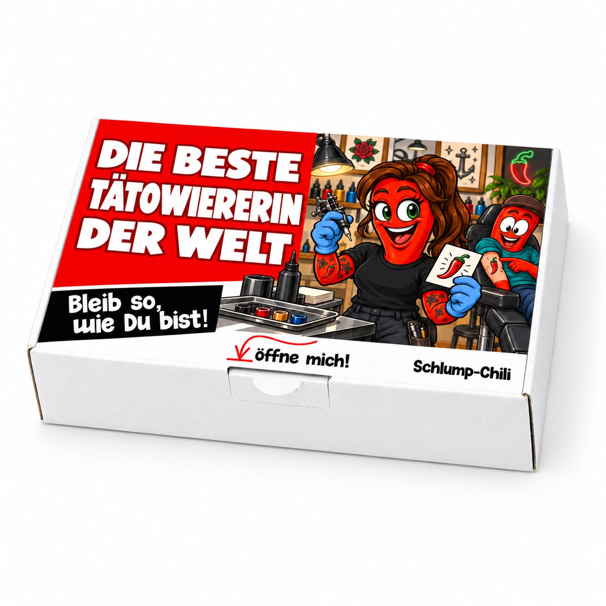 Die beste Tätowiererin der Welt – Geschenkschachtel schräg