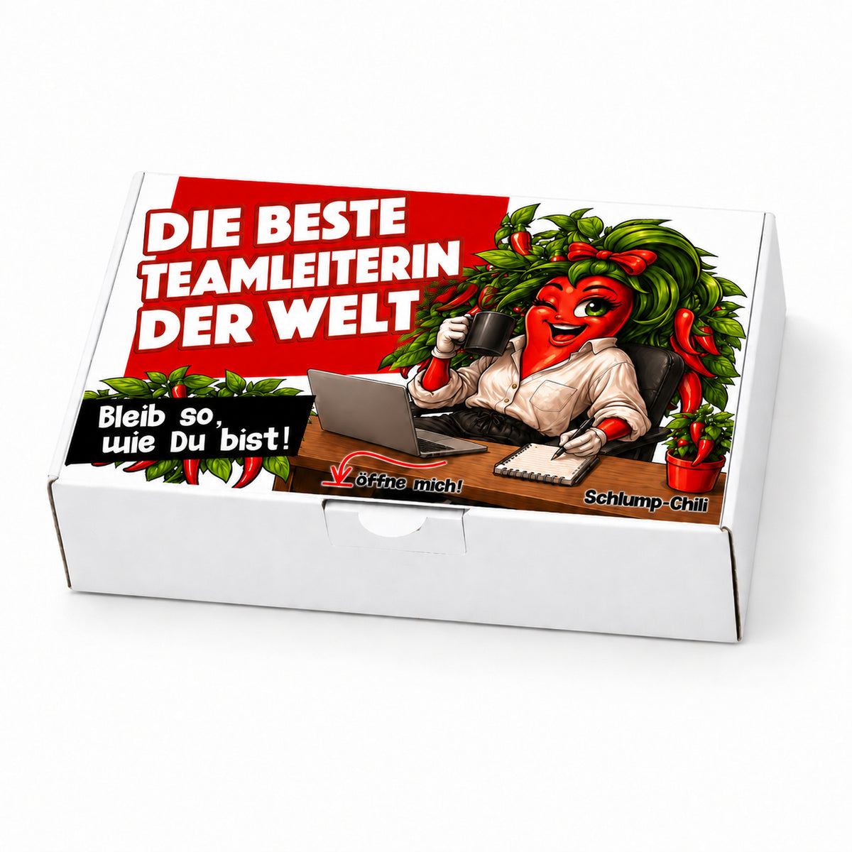 Die beste Teamleiterin der Welt – Geschenkbox Vorderansicht