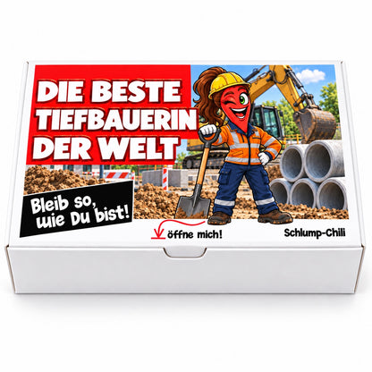 Die beste Tiefbauerin der Welt – Geschenkbox Vorderansicht