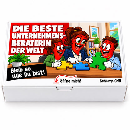 Die beste Unternehmensberaterin der Welt – Geschenkbox Vorderansicht