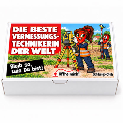 Die beste Vermessungstechnikerin der Welt – Schachtel frontal