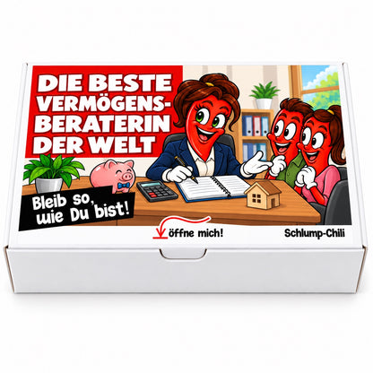 Die beste Vermögensberaterin der Welt – Geschenkbox Vorderansicht