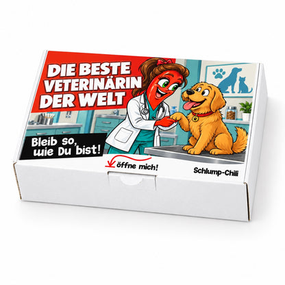 Die beste Veterinärin der Welt – weiße Geschenkbox, Schrägansicht