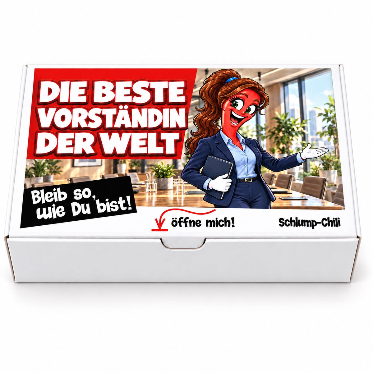 Die beste Vorständin der Welt – Geschenkbox Vorderansicht