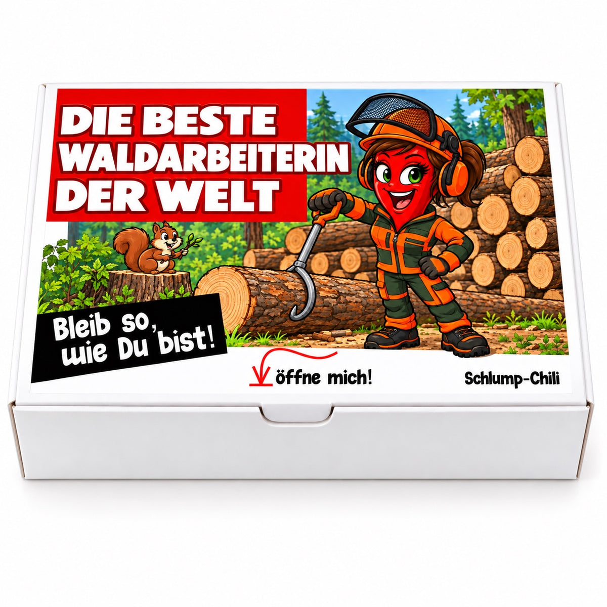 Die beste Waldarbeiterin der Welt – Geschenkbox Vorderansicht