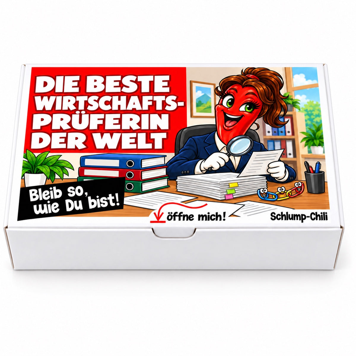 Die beste Wirtschaftsprüferin der Welt – Geschenkbox Vorderansicht