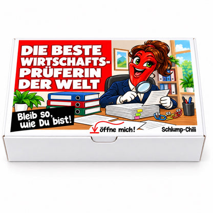 Die beste Wirtschaftsprüferin der Welt – Geschenkbox Vorderansicht