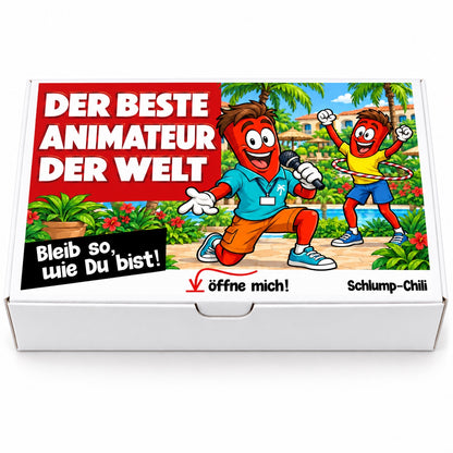 Der beste Animateur der Welt – Geschenkbox Vorderansicht