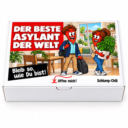 Der beste Asylant der Welt – Geschenkbox Vorderansicht