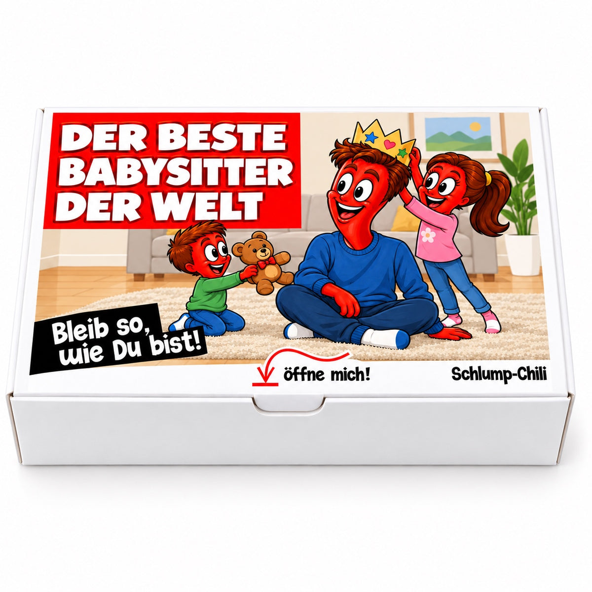 Der beste Babysitter der Welt – Geschenkbox Vorderansicht