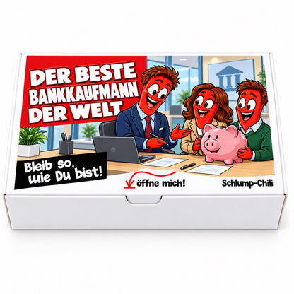 Der beste Bankkaufmann der Welt – weiße Geschenkbox, Vorderansicht