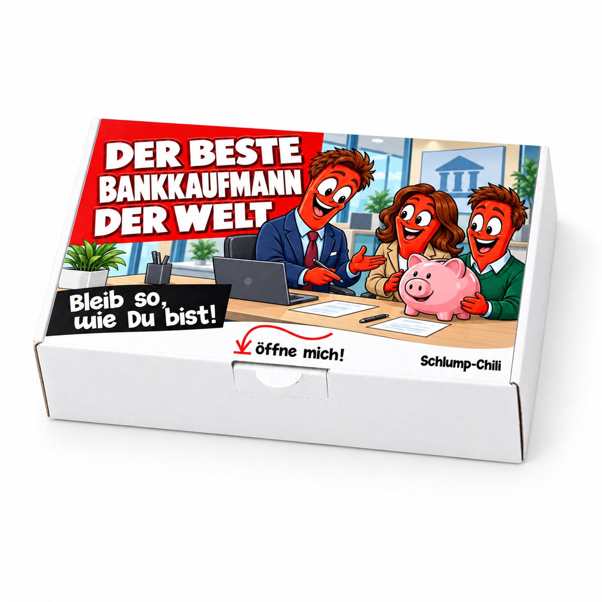 Der beste Bankkaufmann der Welt – weiße Geschenkbox, Schrägansicht