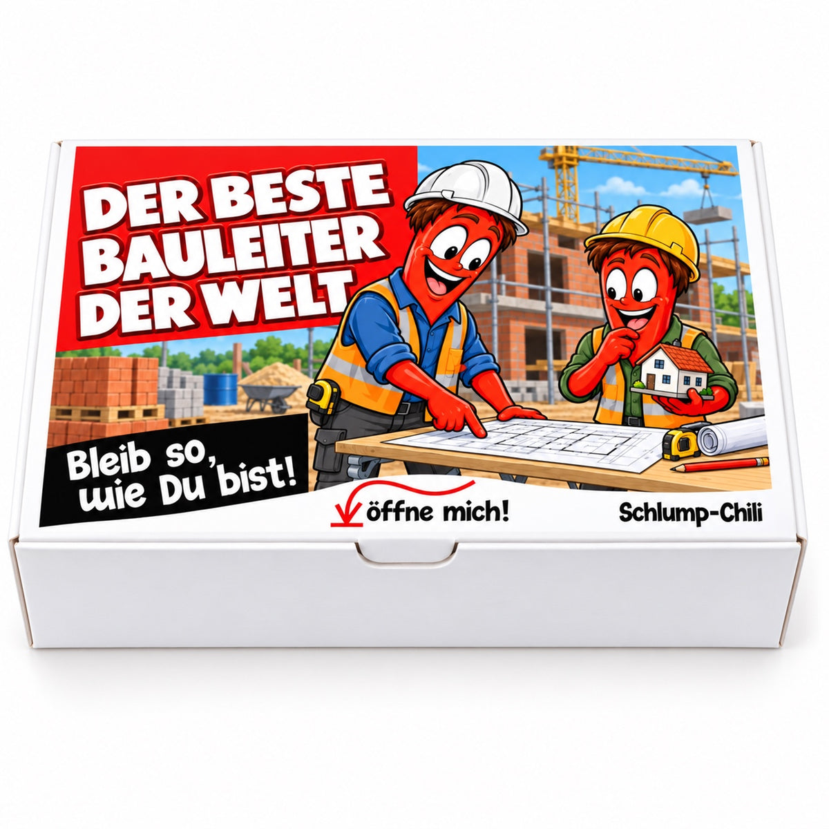 Der beste Bauleiter der Welt – weiße Geschenkbox, Vorderansicht