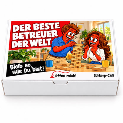 Der beste Betreuer der Welt – Geschenkbox Vorderansicht