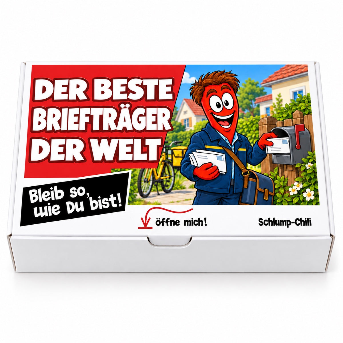 Der beste Briefträger der Welt – Geschenkbox Vorderansicht