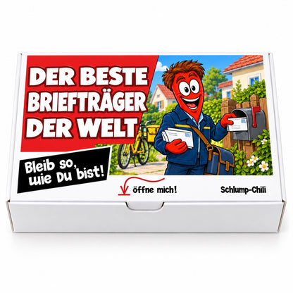 Der beste Briefträger der Welt – Geschenkbox Vorderansicht