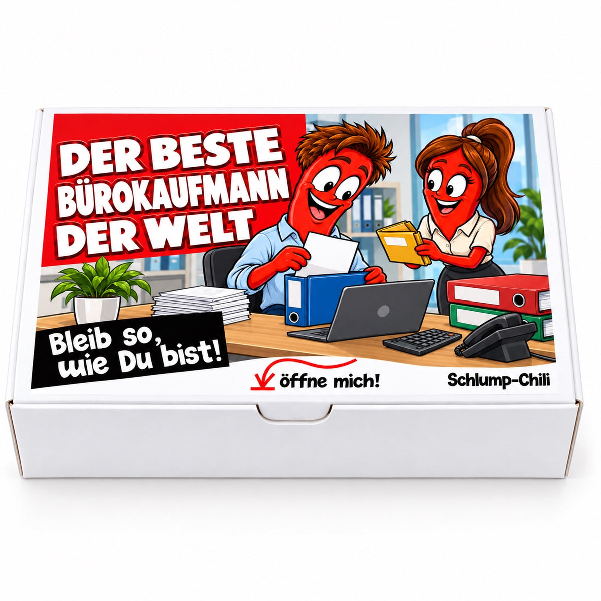 Der beste Bürokaufmann der Welt – weiße Geschenkbox, Vorderansicht