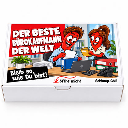 Der beste Bürokaufmann der Welt – weiße Geschenkbox, Vorderansicht