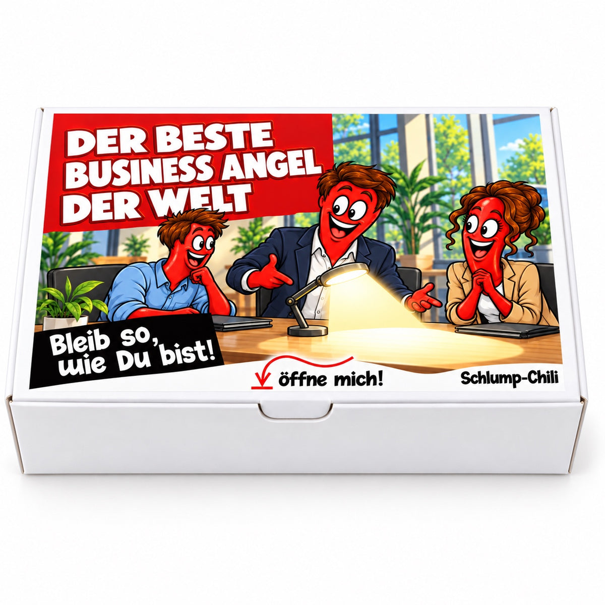 Der beste Business Angel der Welt – weiße Geschenkbox, Vorderansicht