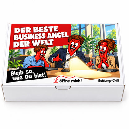 Der beste Business Angel der Welt – weiße Geschenkbox, Vorderansicht