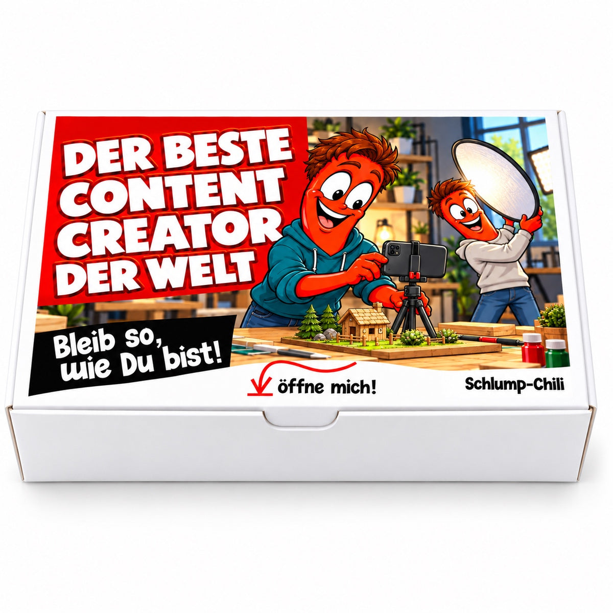 Der beste Content Creator der Welt – weiße Geschenkbox, Vorderansicht