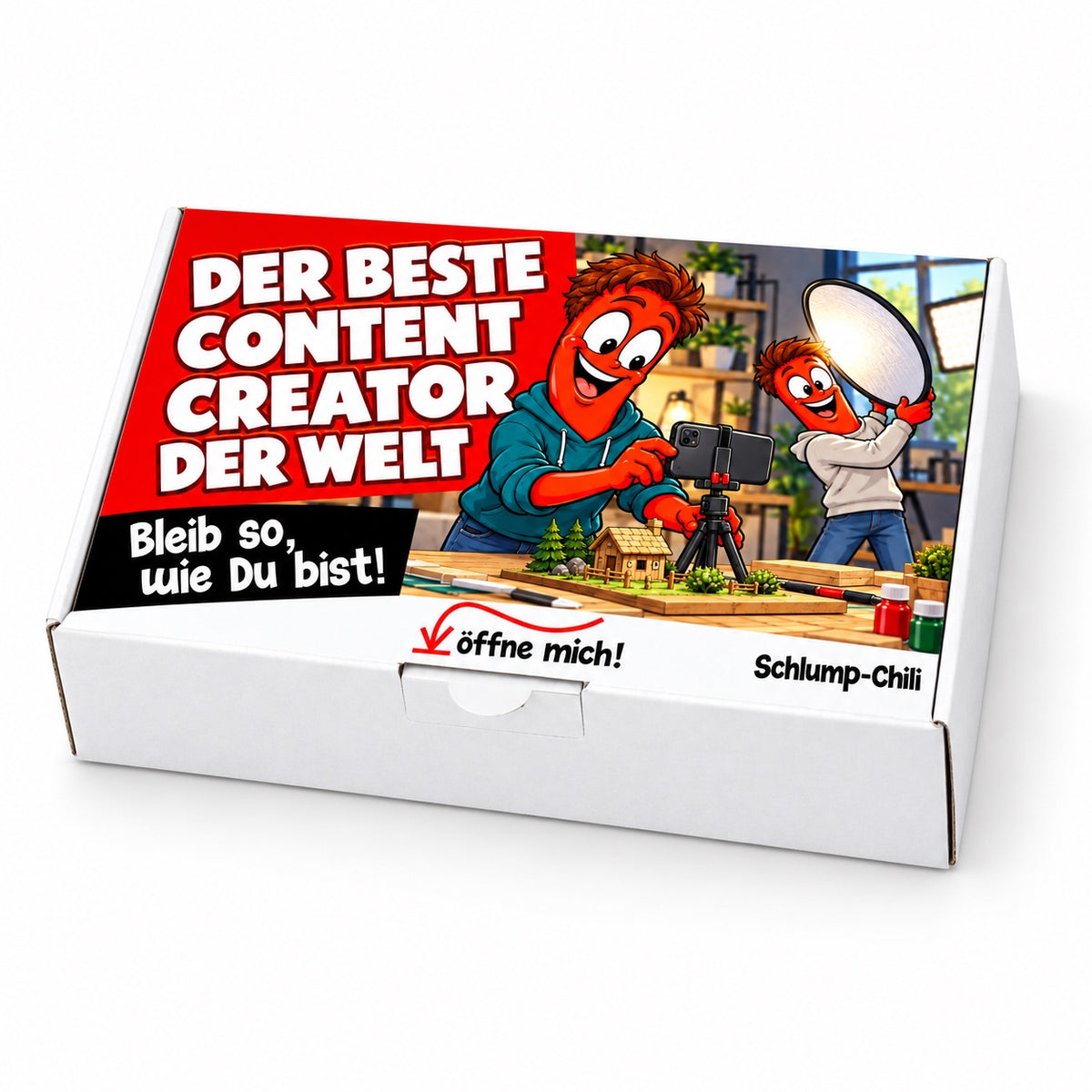 Der beste Content Creator der Welt – weiße Geschenkbox, Schrägansicht
