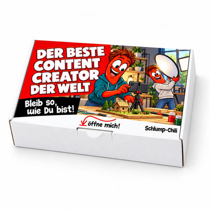Der beste Content Creator der Welt – weiße Geschenkbox, Schrägansicht